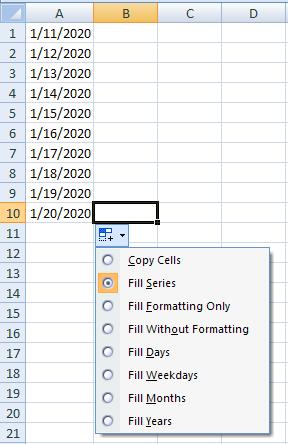 Excel - Autofill